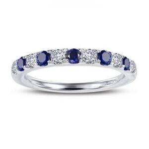 Lafonn Sapphire platinum-plated synthetic ring - half eternity